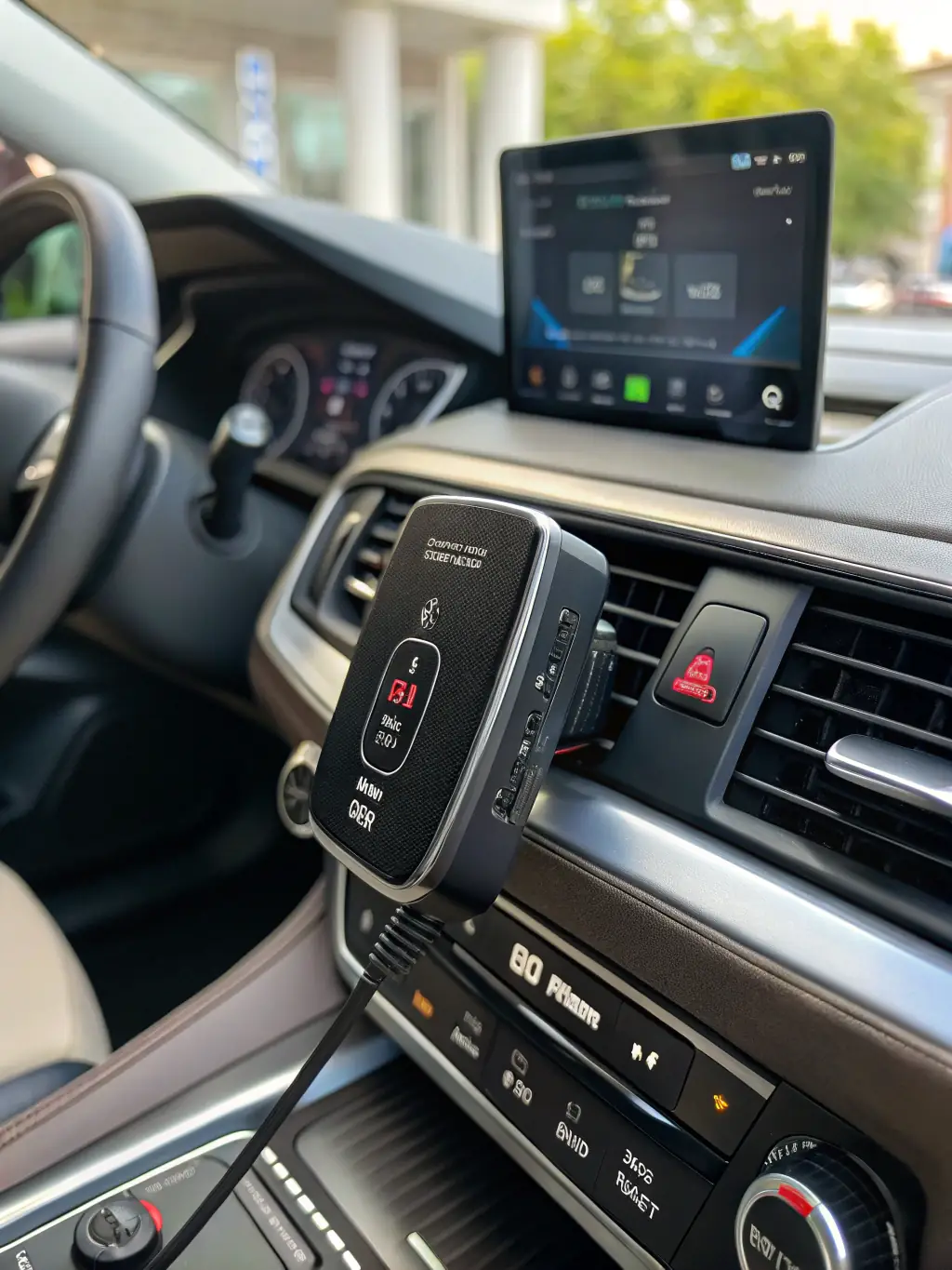 An image of a vehicle ignition interlock device installed in a car dashboard, illustrating Interlock Systems.
